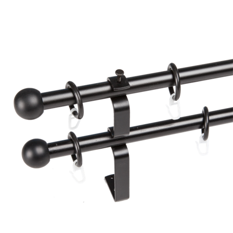 Rúdkarnis fém dupla fekete D=16 mm 160 cm (tartozékokkal) (3704069)